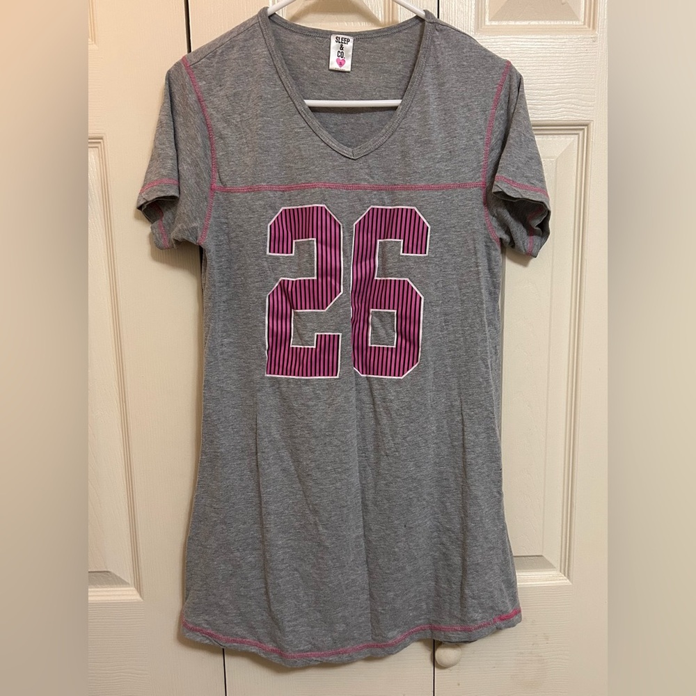 Gray and Pink Women's Pajama Shirt